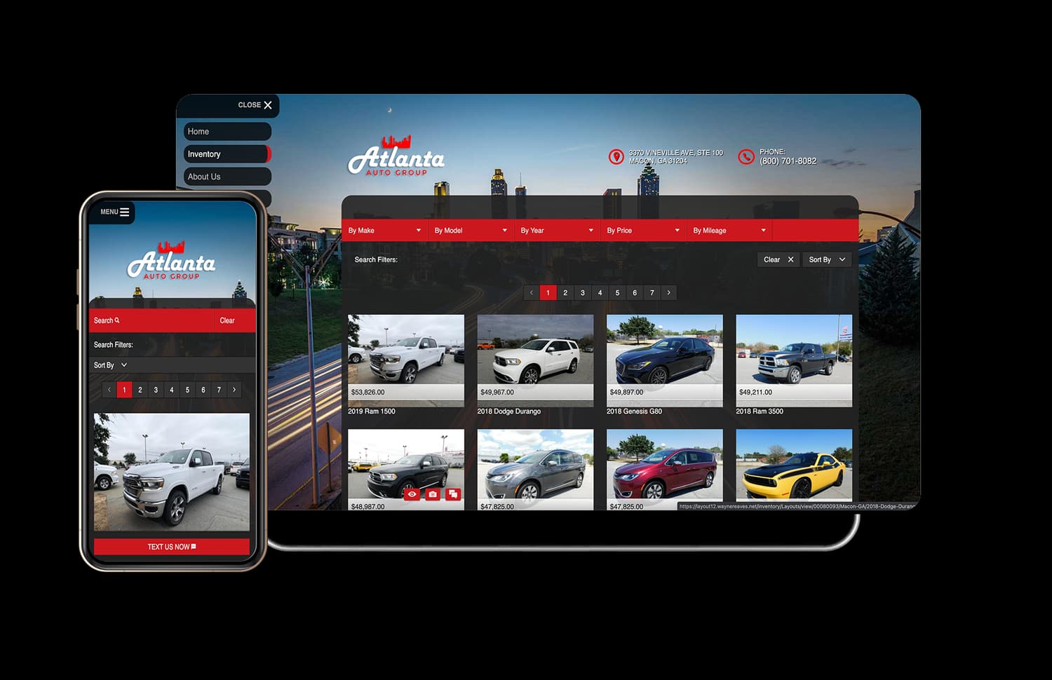 Dealer website layout example