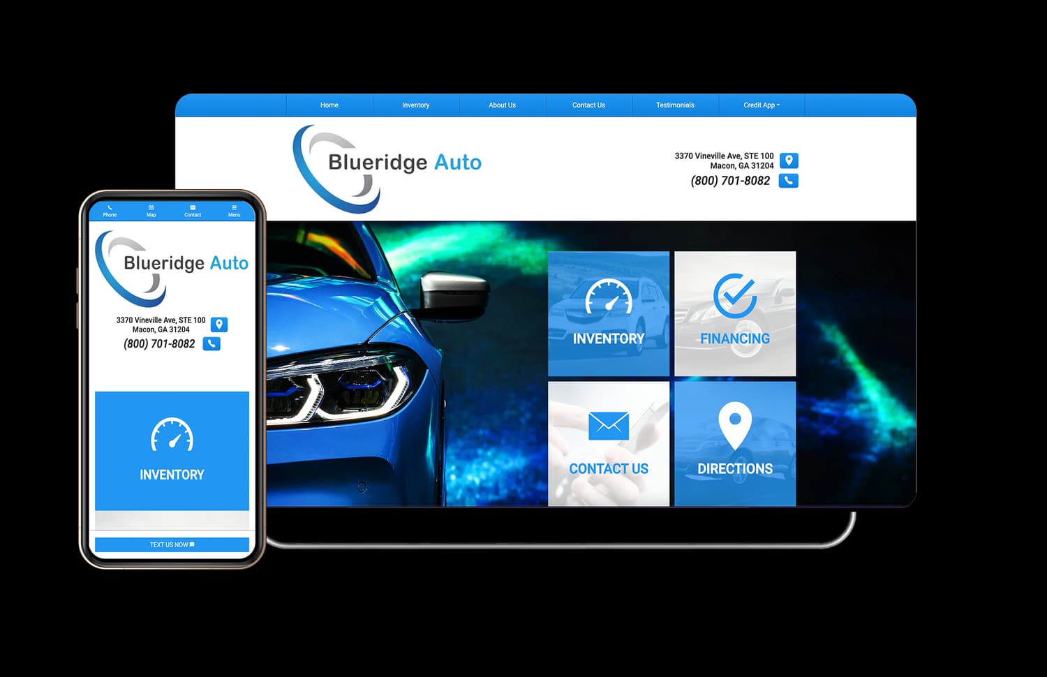 Dealer website layout example