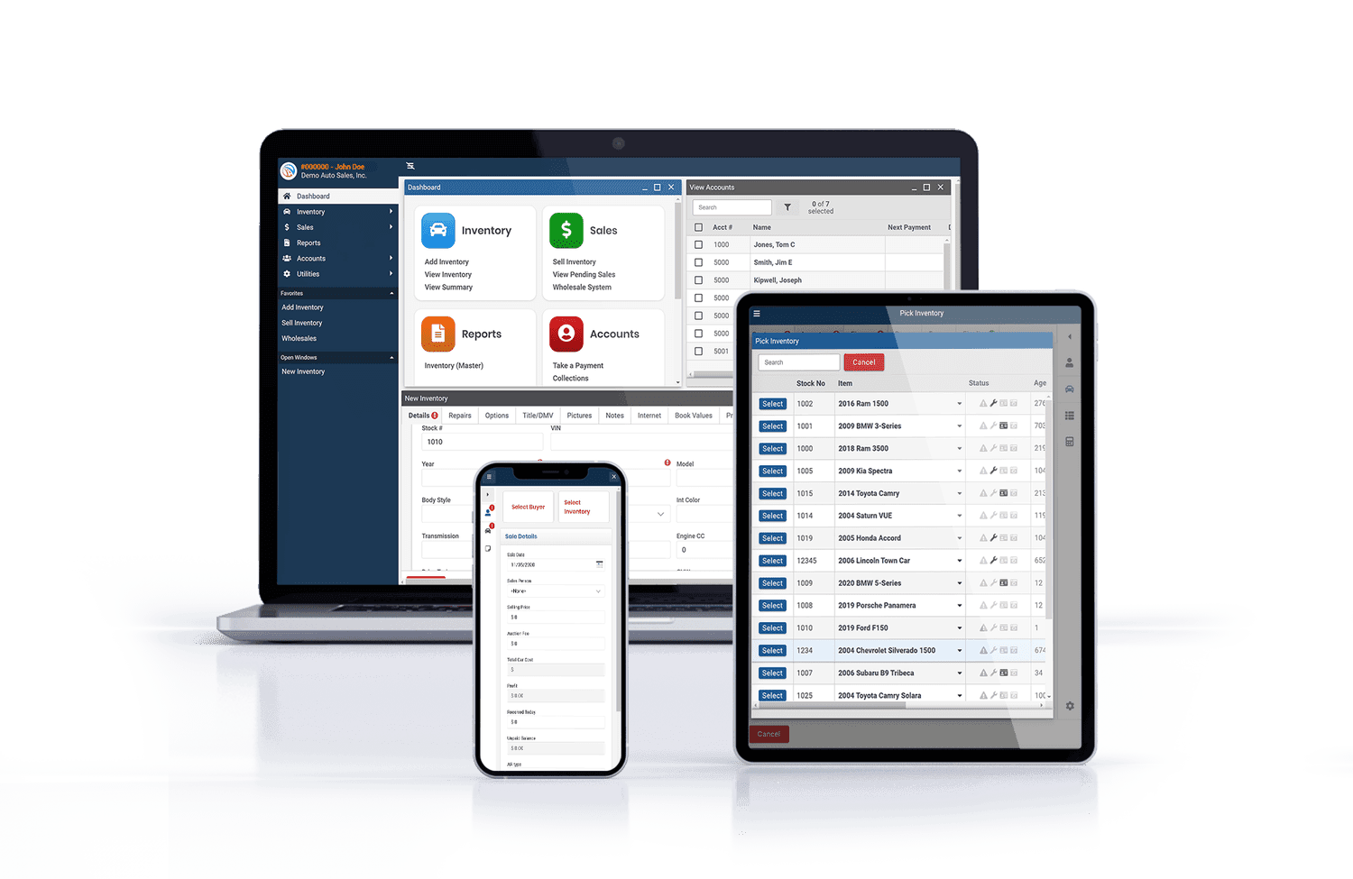 Wayne Reaves Dealer Management Software dashboard
